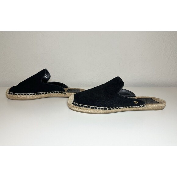 TORY BURCH Max Black Suede Flat Espadrille‎ Mules Slip On Shoes Women's 6.5 - Picture 2 of 10